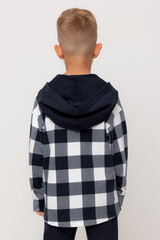 рубашка  для мальчика  КР 302681/индиго,клетка виши к534