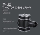 Набор ВМГ T-Motor X-601 KV170 12S Coaxial / Соосный (MN601-S KV170 2шт + ESC Alpha 60A HV 6-12S 2шт + мотормаунт)