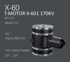 Набор ВМГ T-Motor X-601 KV170 12S Coaxial / Соосный (MN601-S KV170 2шт + ESC Alpha 60A HV 6-12S 2шт + мотормаунт)