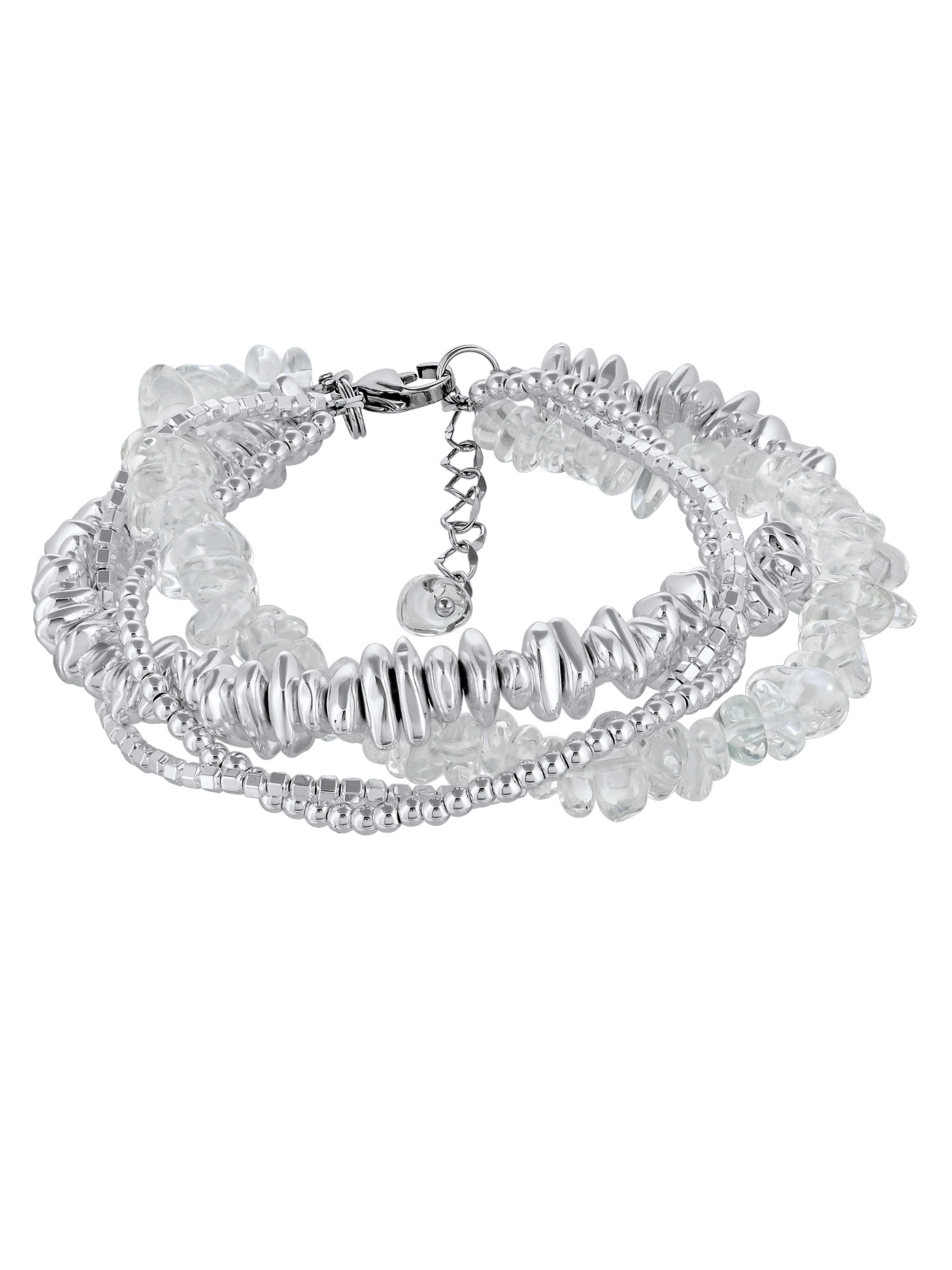 Браслет с горным хрусталем и гематитом