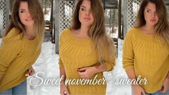 Видео мастер-класс по вязанию джемпера спицами с круглой кокеткой "Sweet November"