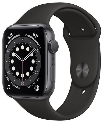 Часы Apple Watch Series 6 GPS 44mm Aluminum Case with Sport Band (Серый космос/Черный)