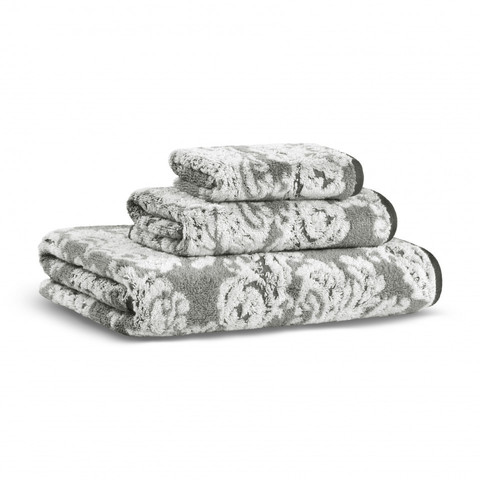 Полотенце 33x33 L'appartement Damask Yarn Dyed ivory/carbon слоновая кость/серый металлик