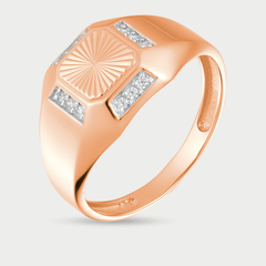 Печатка мужская из розового золота с фианитами (арт. РАКд666-3953)