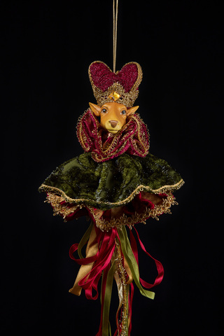 Елочная игрушка Олень 15х43см ChristmasDeLuxe бордовый