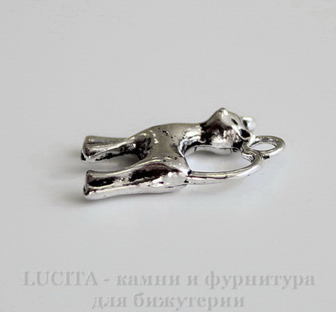 Подвеска "Кот" 17х11 мм (цвет - античное серебро)