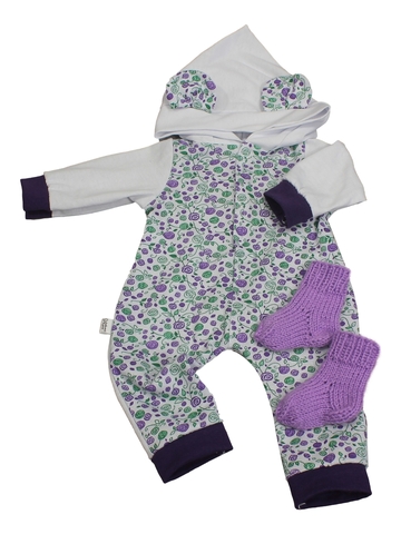 Трикотажный комбинезон и носочки - Сиреневый. Одежда для кукол, пупсов и мягких игрушек.