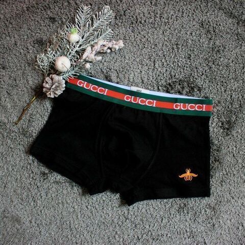 Мужские трусы боксеры черные Gucci Hip Boxer GG