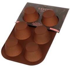 Форма для выпечки силикон, 17.5х25.5 см, прямоуг, 6 кексов, шок, Daniks, Savory, Y4-4965