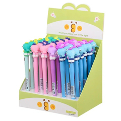 Ручка шариковая, Basir, синие чернила, серия "Морской конёк", с резиновой фигуркой и фонариком, 36 шт