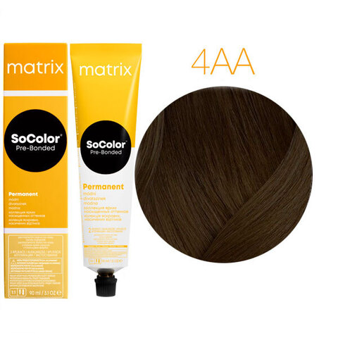 Matrix SoColor Pre-Bonded 4AA шатен глубокий пепельный, стойкая крем-краска для волос