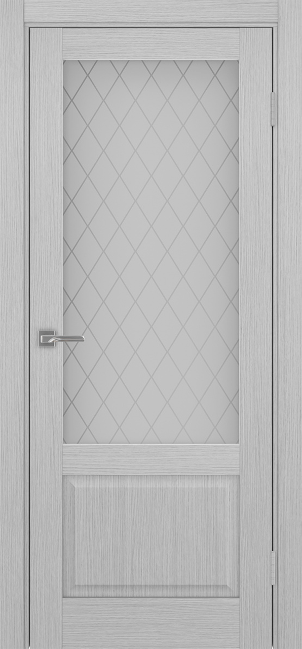 Дверь межкомнатная Оптима Порте Тоскана 640.21 ОФ3, цвет серый дуб, экошпон, стекло кристалл