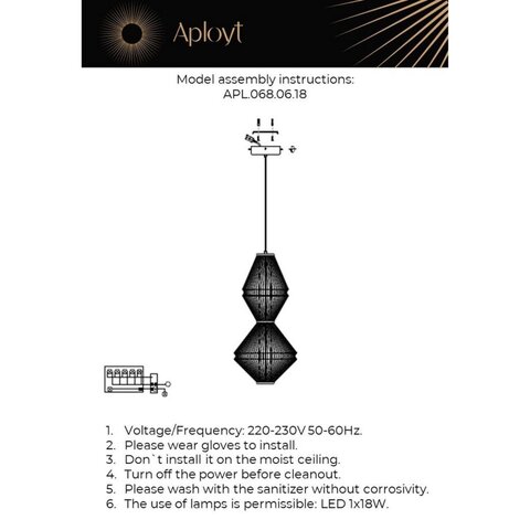 Подвесной светодиодный светильник Aployt Dzhakket APL.068.06.18