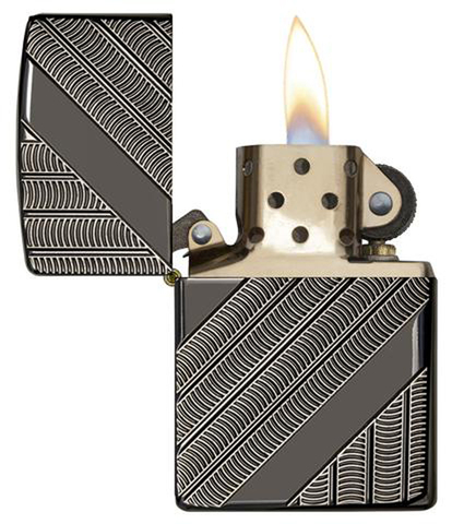 Зажигалка Zippo Armor с покрытием High Polish Black Ice, латунь/сталь, чёрная, 36x12x56 мм