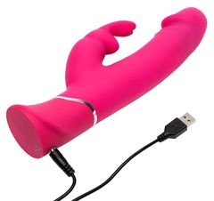 Розовый вибратор-кролик Realistic Dual Density Rechargeable Rabbit Vibrator - 25,5 см. - 