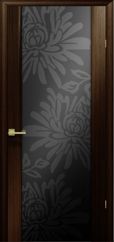 Дверь Модерн (стекло чёрное цветы) (венге, остекленная шпонированная), фабрика LiGa