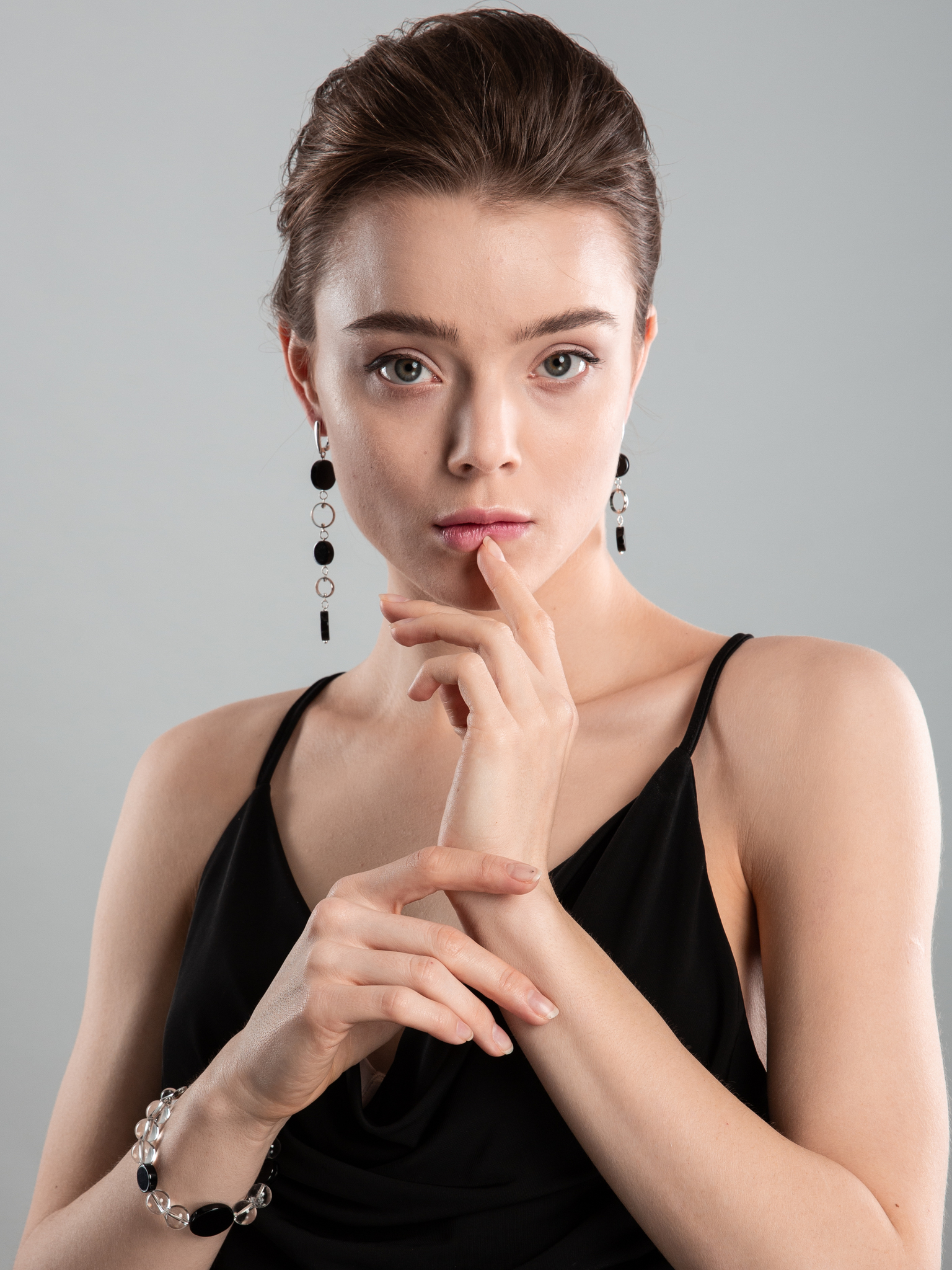 Серьги асимметричные с агатом