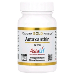 California Gold Nutrition, астаксантин, чистый исландский продукт AstaLif, 12 мг, 30 растительных мягких таблеток