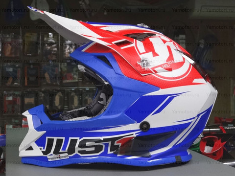 Шлем кроссовый Just1 J32 2017 белый-синий-красный, размер L (59-60)