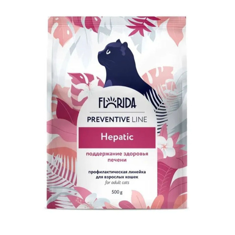 Сухой корм FLORIDA Hepatic для кошек Профилактика заболеваний печени 500 гр (Флорида Гепатик)