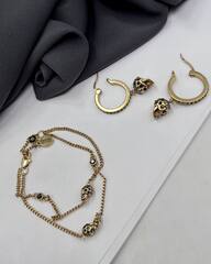 5321- Браслет lux из латуни и подвесками черепами в стиле Alexander McQueen