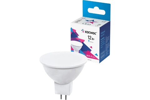 Лампа светодиодная Космос  LkecLED12wJCDRC45 цоколь GU5.3, софитная JCDR, 12Вт = 110Вт, белый 4500k, световой поток 1070лм, 220 вольт - купить в компании MAKtorg