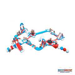 Большой надувной аквапарк на воде «Капитанский мостик» 30x25x6 м