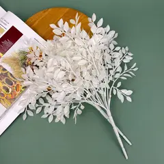 Листья рябины, искусственная зелень, цвет Белый, букет 35 см, набор 2 букета.