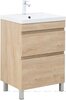 Aquanet 344140 Тумба Нота new 58 напольная 2ящ. цв.дуб светлый (344140)