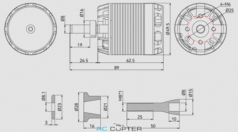 T-Motor AX435-B KV250 (17", 12S, 9.7 кг)