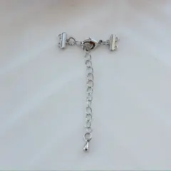 Замочек карабин с коннектором 10*5 мм для многорядных колье, 2 нити, родий, З067