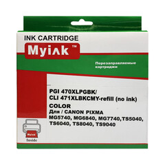 Перезаправляемые картриджи (ПЗК) для Canon PIXMA MG6840, MG5740, (PGI-470, CLI-471), 5 шт, с авточипами