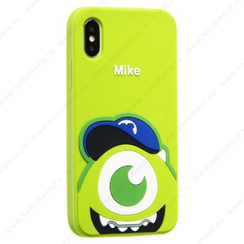 Накладка силиконовый для Apple iPhone XS Max/ X Max мультяшная Mike зелый