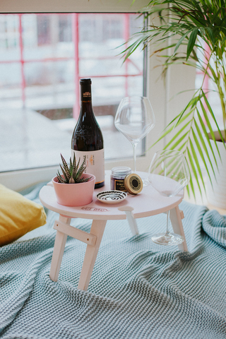 Складной столик для вина, нежно-розовый
