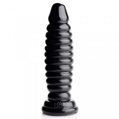 Ребристый анальный стимулятор Master Series Obsession 11 Anal Plug, черный, 17.8х5 см
