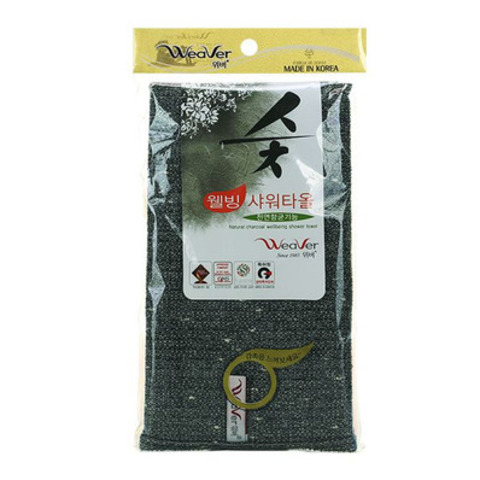 Мочалка для тела с углем Natural Charcoal Wellbeing Shower Towel, WEAVER 1 ш