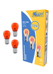 Автолампа 12V P21/5W BAY15d оранжевая Kraft