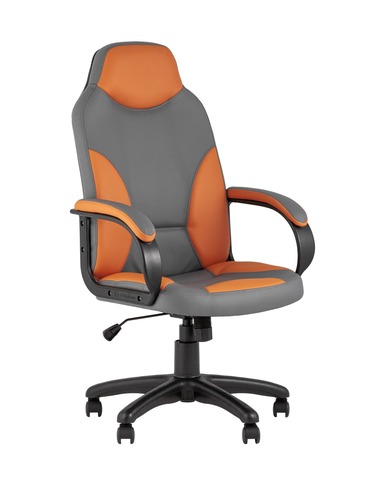Кресло компьютерное игровое Кронос экокожа серый/оранжевый