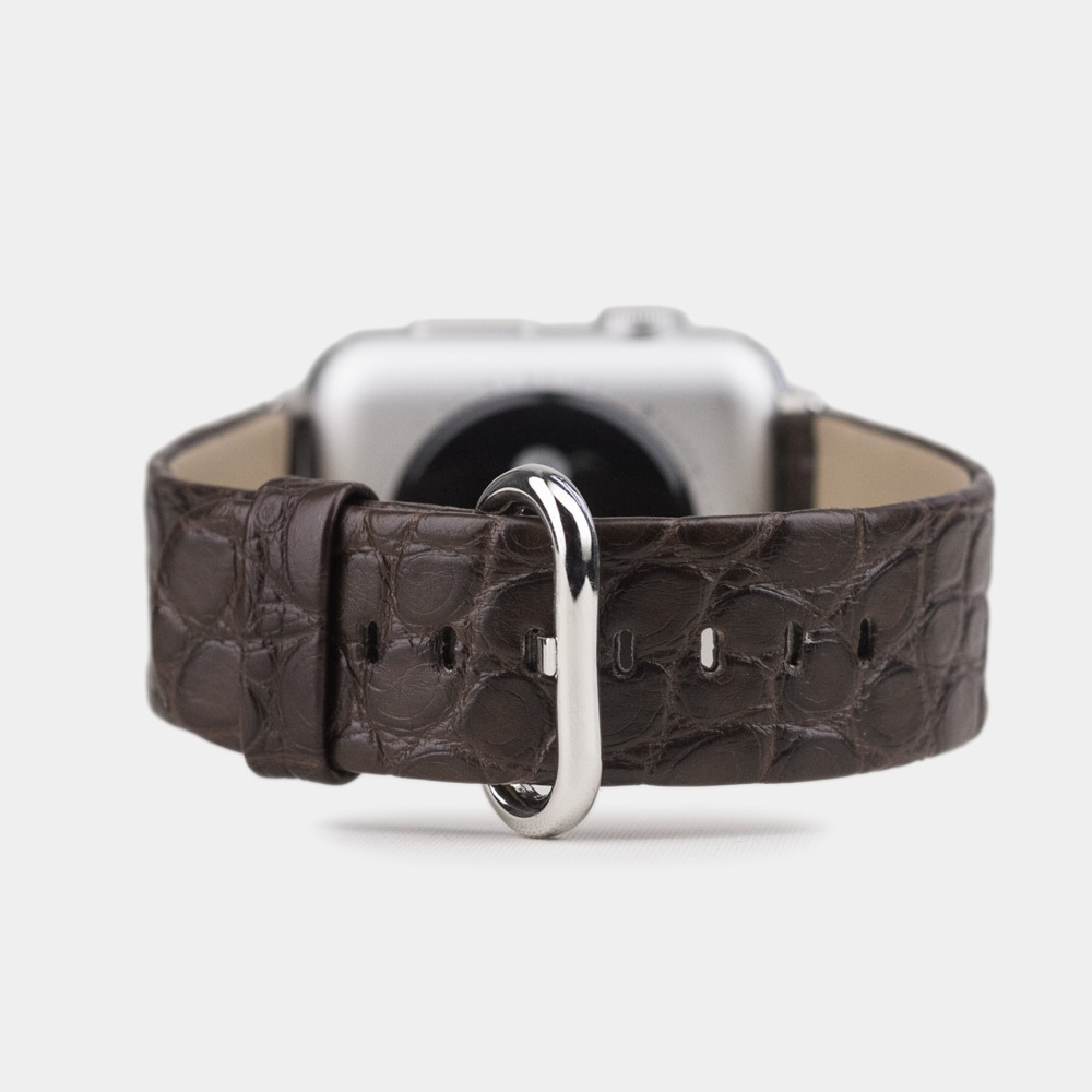 Ремешок для Apple Watch 40/41mm Classic из кожи аллигатора темно-коричневого цвета