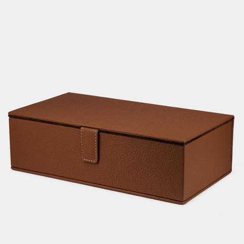 Кофр для хранения Grand из натуральной кожи теленка, цвета карамель