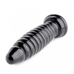 Ребристый анальный стимулятор Master Series Obsession 11 Anal Plug, черный, 17.8х5 см