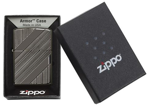 Зажигалка Zippo Armor с покрытием High Polish Black Ice, латунь/сталь, чёрная, 36x12x56 мм