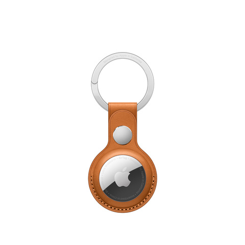 Apple AirTag Leather Key Ring Golden Brown