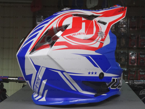 Шлем кроссовый Just1 J32 2017 белый-синий-красный, размер L (59-60)