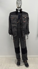 Костюм Nerss «МАНХЕТТЕН», куртка + полукомбинезон. Черный с серым.