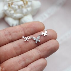 Коннектор бабочки с фианитами 32*8 мм, родий, П227