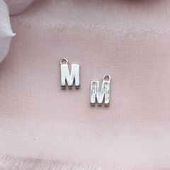 Буква M родий, 8 мм, 1 шт, П765