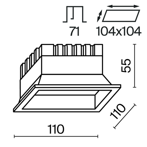 Встраиваемый светодиодный светильник Maytoni Okno DL056-12W3-4-6K-W