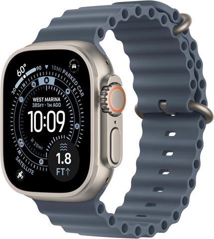Умные часы Apple Watch Ultra 3 49 мм натуральный титан, ремешок Ocean синего цвета