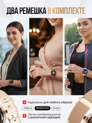 Умные смарт часы наручные женские, электронные фитнес часы для телефона Iphone, Android